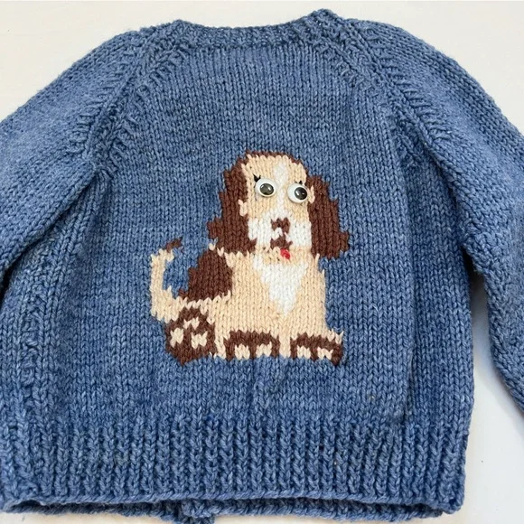 Cardigan Sweater Puppy Dogs Toddler Size 9 Months Baby Blue Unbranded Like New - Picture 8 of 16